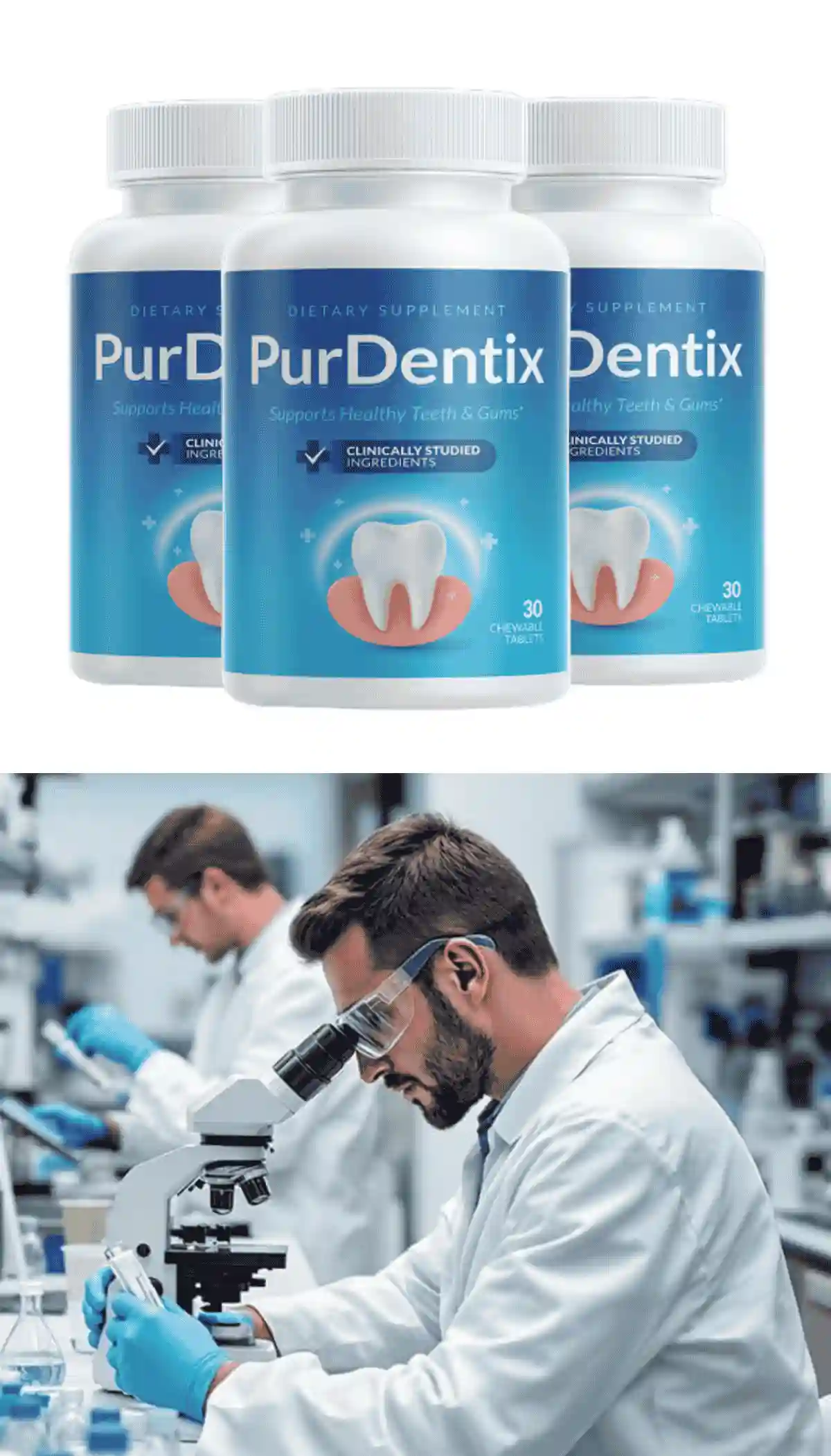 PurDentix oral health supplement bottles for teeth and gum support